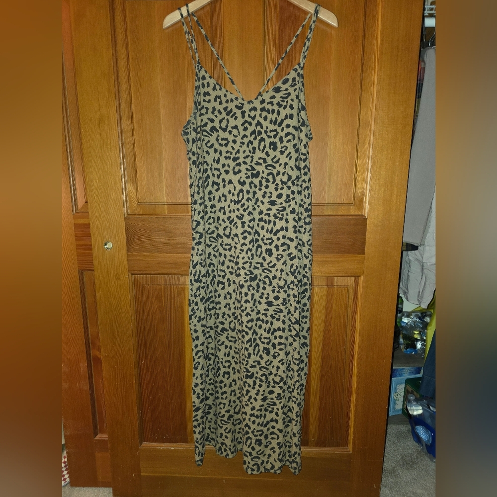 Aerie Leopard Print Strappy Midi Dress Size XL